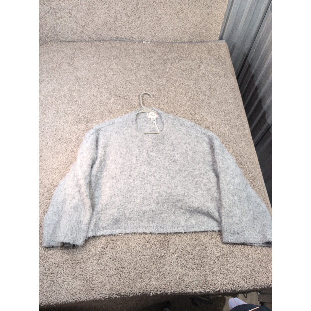 BDG Urban Outfitters Gray Fuzzy Knit Cropped Sweater Oversized Crewneck Medium